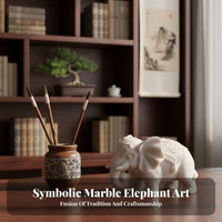 2 Pieces Small Marble Elephant Sculptures St an Carved Good Fortune Nese Design Elephant Ornament Auspicious Symbol House Decoration for Desk