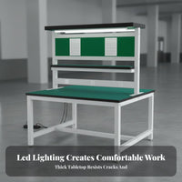Anti Workbench Double-Sided Design Packing Station Table Included Lighted Assembly Table for Factory Workers, Warehouse