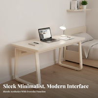 Minimalist Design Simple Home Workstation Space-Saving Rectangular Desk with Metal Legs Multi-Purpose Computer Table Easy Assembly for Teenagers, Remote Workers, Apartment Dwellers, Bedroom