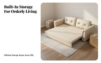 Modern Cream Design Pull-out Sofa Bed Space Saving Loveseat Sofa Bed Easy Conversion 3 in 1 Pull out Couch Sturdy Metal Frame for Apartment Dwellers, Homeowners, Students, Small Areas, Bedroom, Home Office, RV