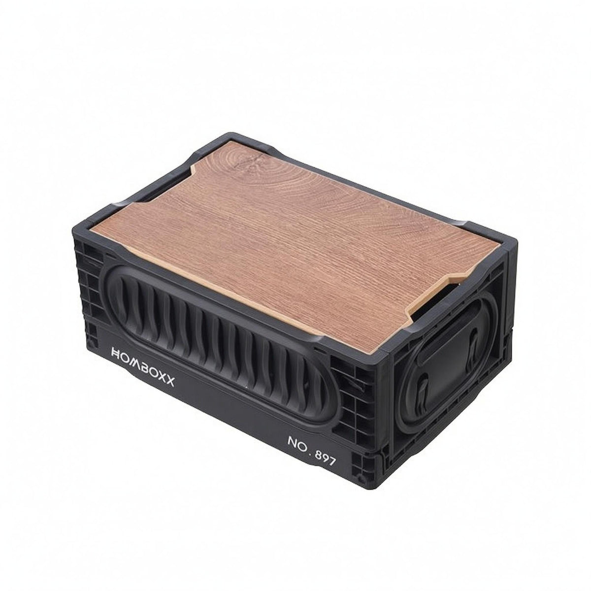 Wood-Grain Car Trunk Storage Box Black Foldable Storage Box Plastic Lidded Bin Portable
