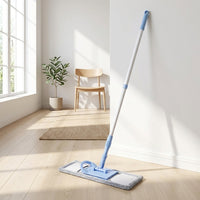 Powder-Coated Iron Floor Mop, Sponge-Type Flat Head Mop with 39x9cm Microfiber Pad, Slot-in System for Hardwood and Tile Floors