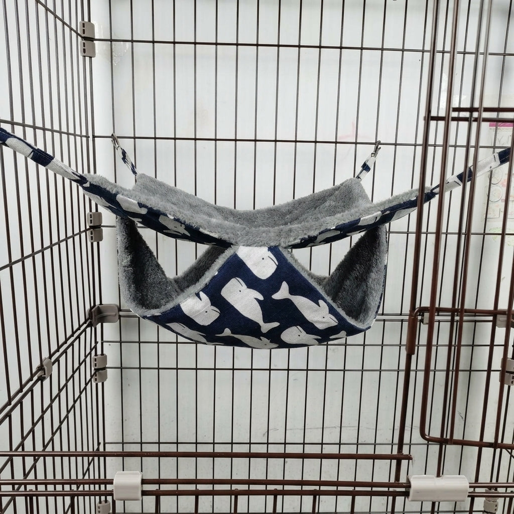 Double Layer Small Animal Hammocks for Cage, 35cm Square Rat Hammock, Thermal Cartoon Hanging Bed for Ferret, Chinchilla and Sugar Glider