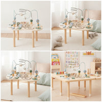Wooden Activity Table with Bead Maze Child-Focused Wooden Activity Table Toy Early Learning Furniture Sensory for Toddlers