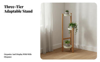 Nordic Design Multi-Tier Plant Stand Minimalist Aesthetic Tiered Corner Stand Space-Saving Design Display Shelf Stable Tripod Base for Gardeners, Homeowners, Living Room, Balcony, Bedroom, Office