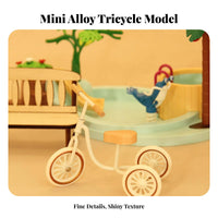 Decorative 1/12 Scale Tricycle Detailed Design 1:12 Scale Tricycle Fine Workmanship Dollhouse Nursery Toy Artistic for BJD Owners