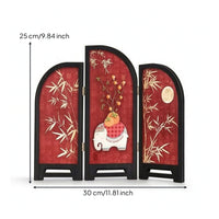 Tabletop Desktop Screen with Arched Panels Foldable Three-Panel Folding Screen Compact for Cabinet