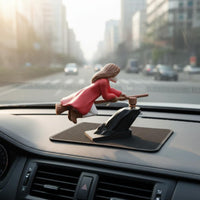 Magical Theme Witch Car Dashboard Ornament Easy Installation Flying Wizard Car Decoration No Batteries Needed Motion Activated Dashboard Figure 3D Printed for Fantasy Fans