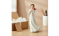 Hand Painted Girl and Bird Ornament Desk Display Angel Statue Sentimental Gift Memorial Figurine Remembrance for Desktop, Shelf, Living Space