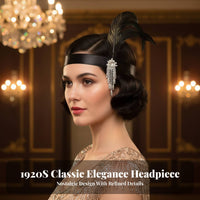 Vintage-Inspired Headband Elastic Band 1920s Feather Headpiece Jazz Age Hair Accessory Vintage Inspired 1920s-Themed