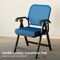 Foldable Design Mesh-Back Folding Armchair Space Saving Collapsible Seat Ergonomic Backrest Office Furniture Support for Students, Conference Attendees, Guests, Small Apartments, Study Room, Reception Area, School