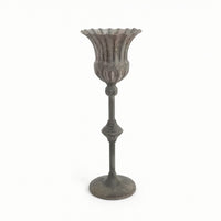 Antique-Style Decorative Vessel Vintage Metal Urn Distressed Pedestal Bowl Rustic for Wedding Centerpieces, Boutique Displays