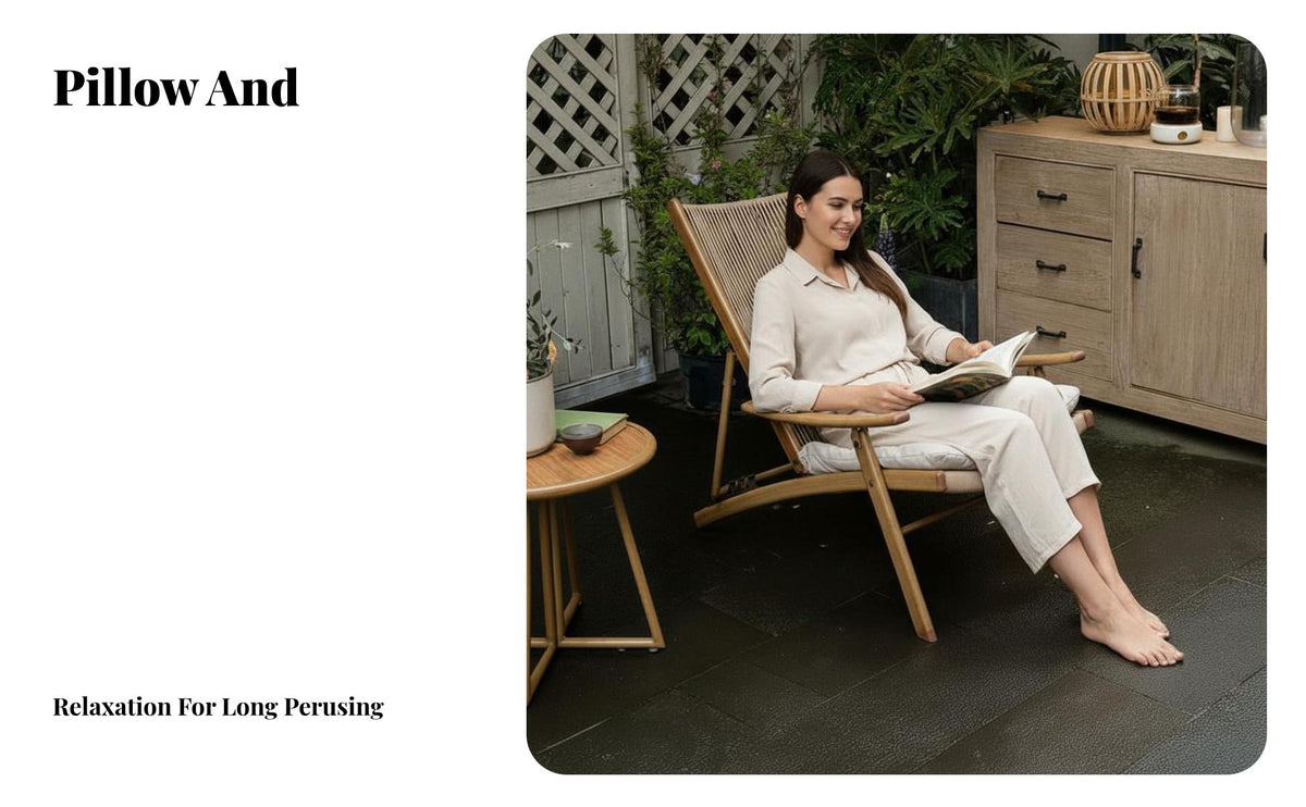 Foldable Design Woven Folding Lounger Portable Recliner Breathable Seat material Outdoor Furniture Sturdy Frame for Book Lovers, Guesthouse Owners, Balcony, rearyard, literary cozy corner, Living Room