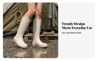 Women's Rubber Boots Non-Slip Knee-High Rain Boots Korean Design for Students, Rainy Days, Commuting, Gardening