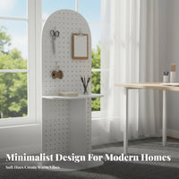 Movable Arched Pegboard Divider Multi-Functional Partition Screen Customizable Layout Storage Rack Space-Saving for Apartment Dwellers, Renters, Homeowners, Entryway, Living Room, Small Areas, Bedroom