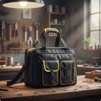Tool Bag with Laptop Compartment Reinforced Tool Storage Bag with Shoulder Strap Long for Technicians, Field Work, Work Site