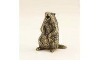Figurine Brass-Colored Groundhog Statue Miniature Sculpture for Desk