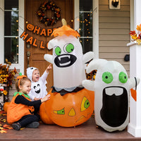 Fast Inflation Inflatable Pumpkin with Ghosts Lighted Ghost with Pumpkin Outdoor Inflatable Ghost Cute for Party