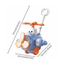 Airplane Push  Cart Chime Sounds Young Child Push Along Toy Educational Play-Influenced Cartoon for Young Children