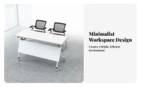Folding Training Table Foldable Top Training Table Space-Saving Mobile Fold-over Desk for Educators, Event Planners, Classroom, Meeting Room