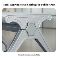 3 Seater Backless Bench Heavy Duty 3 Person Gang Chair Sturdy Metal Waiting Room Bench for Passengers, Customers, Hospital, Station, Lobby