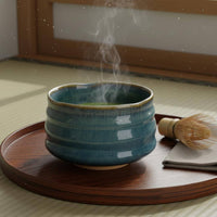 Handmade Pottery Tea Bowl Rustic Texture Tea Bowl High-Temperature Fired Tenmoku Glaze Cup