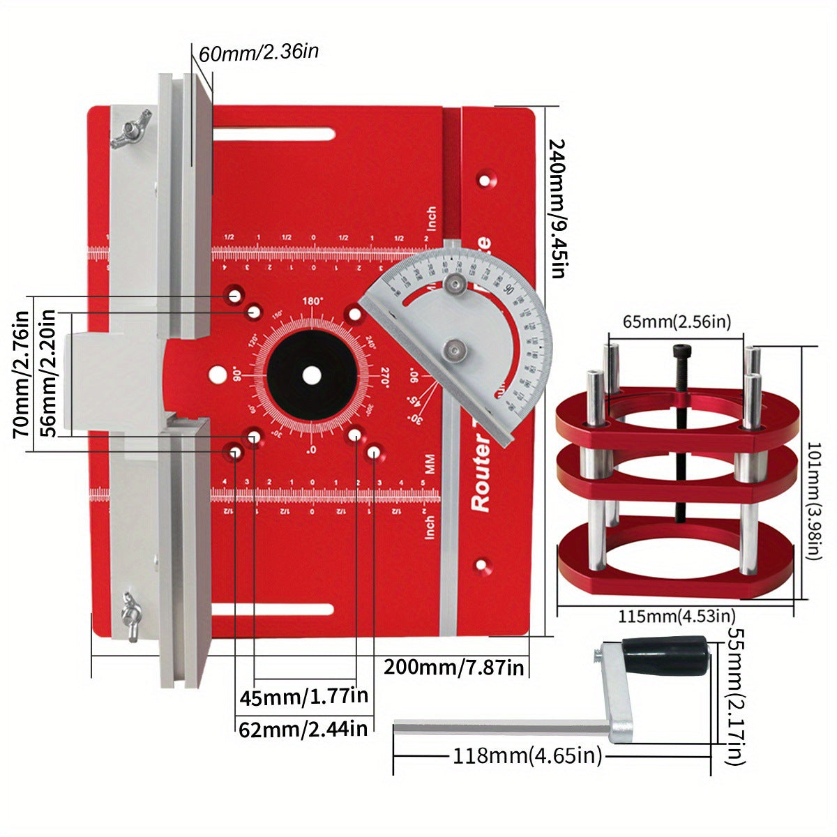 C8 Aluminum Alloy Router Table Insert Plate with Lift Mechanism