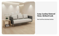 Carbon Steel Frame Nordic Design Lounge Furniture High-Density Foam Cushion Sintered Stone Table and Sofa Combo Modern Luxury Design Reception Table and Chair Set Easy to Clean for Salon Owners, Interior Designers, Shopkeepers, Cafe