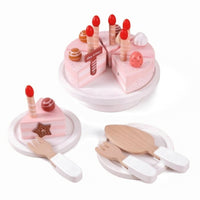 Sliceable Wooden Birthday Cake Imaginative Wooden Cake Toy Colorful Pretend Food Child-Centered for Toddlers, Preschoolers, Kids, Tea Party, Daycare