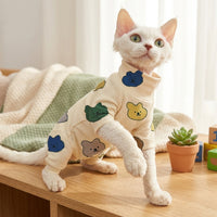 Four-Legged Clothing for Hairless Cat, Printed Four-Legged Pet Clothing with Turtleneck