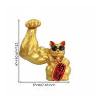 Auspicious Cat Figurine Tabletop Waving Cat Statue Wealth Symbol Desktop Auspicious sculpture for Front Desk Display