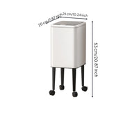 Lidded Trash Can with Raised Legs Rectangular Trash Can with Wheels Mobile Wastebasket Minimalist for Kitchen