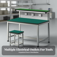 Integrated Light Anti-Static Workbench Thickened Tabletop ESD Safe Desk Heavy Duty Electronics Repair Table Long-Lasting Steel Frame for Technicians, Engineers, Factory Workers, Workshop Oratory