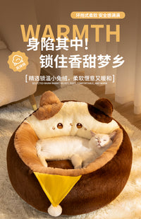 猫窝冬天保暖半封闭式猫咪安全感窝冬季小猫宠物睡窝四季通用猫床