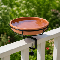 Balcony Railing Birdbath, 26.5cm Water Bowl for Outdoor Balcony, Easy Cleaning & Installation, Terracotta Brown