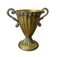 Gold Pedestal Urn Antique Style Tabletop Urn Tall Vessel for Wedding Planners, Interior Designers, Ceremony Decor