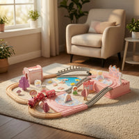 Long-Lasting Castle Train Set with Storage Box Portable Train Set with Storage Box Mixed-Material Magical for Toddlers