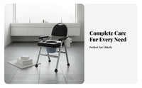 Foldable Adjustable Height Toilet Frame Two-in-Single-Use Commode Chair Multi-Purpose Bathroom Safety Aid Heavy Duty for Women, People with Disabilities, Post-Surgery Patients, Bedside, Home Care, Bedroom