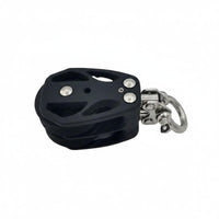 2 Pieces Corrosion-Resistant Black Nylon Pulley Smooth Rolling Stainless Steel Shackle Pulley High Load Capacity Rigging Hardware for Yacht