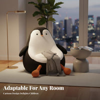 Thickly Padded creatureShaped Foam Chair Stable Base Soft Fabric Penguin Chair Embroidered Details children's Furniture for Toddlers, Reading, Living Room, Balcony, Playroom