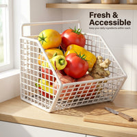 Wall Mounted Wire Basket Kitchen, Large Hanging Wire Basket for Kitchen Declutterer, Ventilated Kitchen Wall Organizer