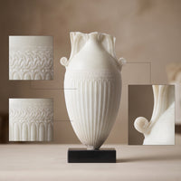 Classical Urn with Base Tall Faux Jade Vase Textured Resin Vase with Handles for Simplicity Lovers, Living Room