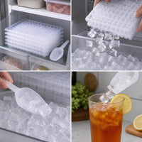 Stackable Ice Cube Tray with Storage Bin and Scoop, Food-Grade Silicone Ice Maker for Freezer, Large Capacity