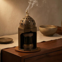 Resin Incense Burner Gilded Bronze Finish Decorative Resin Ornament Moon Shaped Finial