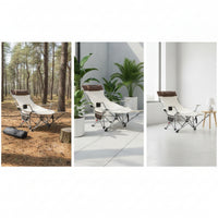 Breathable Reclining Lounge Chair with Headrest Stable Folding Recliner Heavy-Duty Portable Outdoor Chair Comfortable for Camping, Backyard