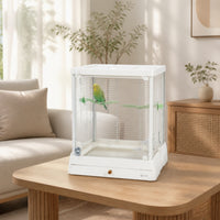 Bird Cage with Perches Wire Mesh Glass Bird Cage Front-Opening Birdcage for Parrots, Home Aviaries