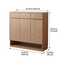 Nordic Wood Shoe Storage Cabinet, Ash Wood Finish Hallway Storage Unit, 35cm Deep Shoe Cupboard for Small Flats