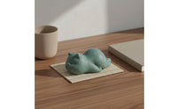 Minimalist Design Sandstone Cat Figurine Good Luck Charm Cute Cat Sculpture Handheld Size for Office, Bookshelf, Tea Table