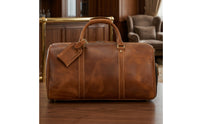 Leather Duffle Bag Structured Duffle Bag with Top Zip Closure Long-Lasting Premium for Men, Travel, Overnight