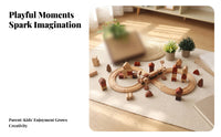 Looped Railway Set Wooden Railway Station Wooden Rail-Building Toy Smooth Finish Printed Details